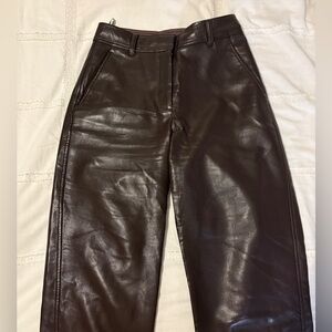 Babaton Dark Brown Leather Dress Pants